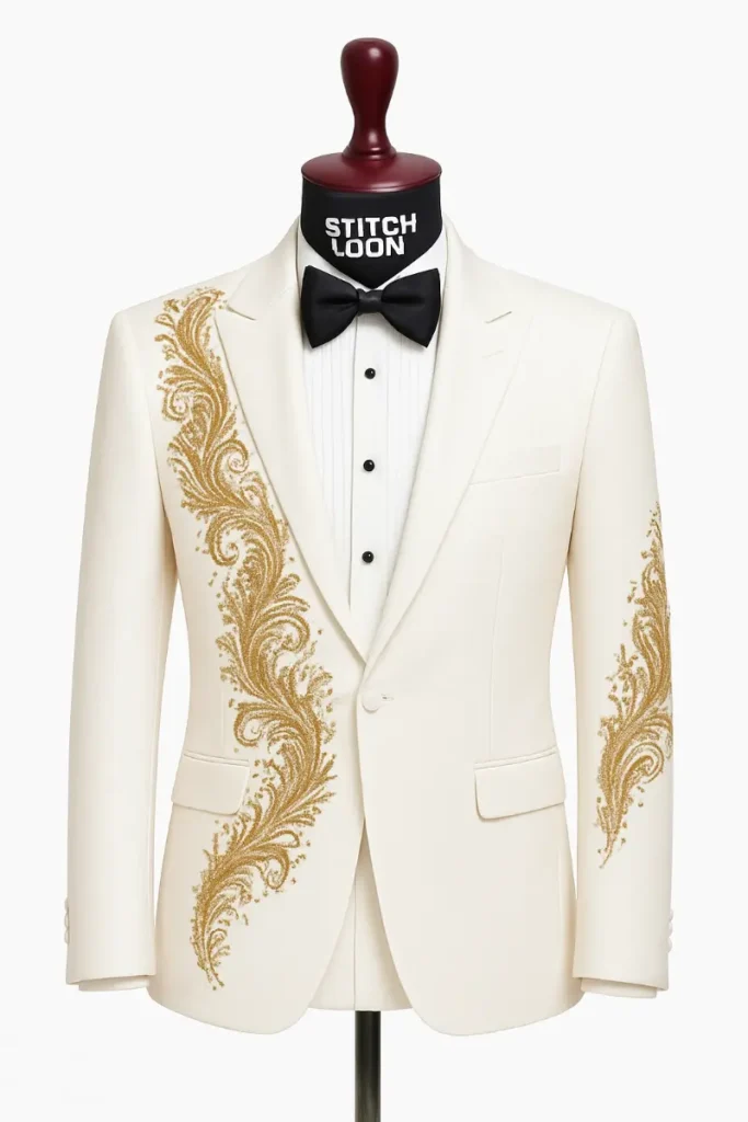 Custom men’s blazer with hand embroidery manufactured in Kerala – Blazers #1031