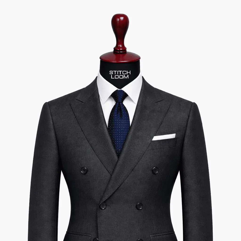 Custom men’s official suit manufactured in Kerala, India for corporate wear and formal clothing supply across all Indian states and all Kerala districts
