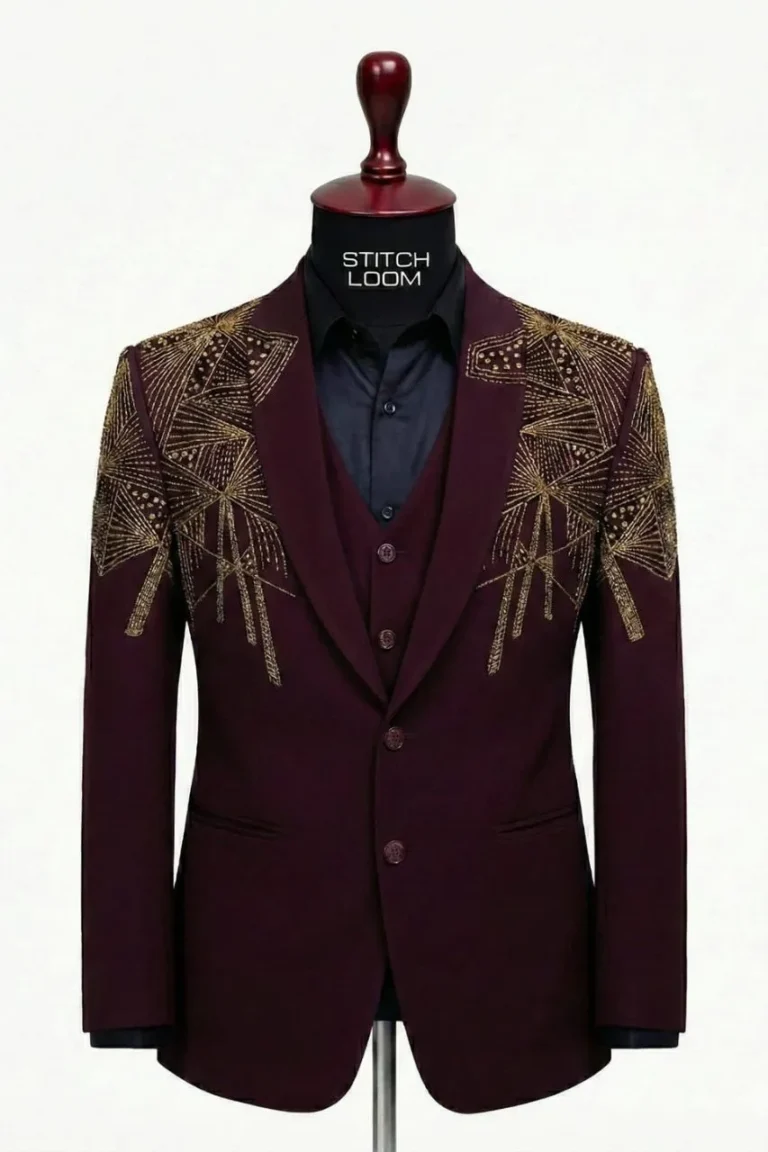 Custom men’s blazer manufactured in Kerala, India by Stitch Loom
